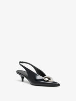 Proenza Schouler 3/4 Front image of Dome Slash Slingbacks in Polished Calf in Black
