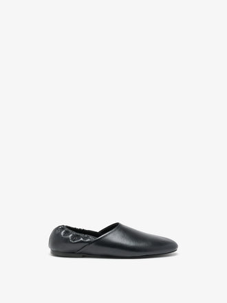 Proenza Schouler Front image of Ruched Tee Slippers In Slick Calf in Black