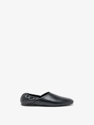 Proenza Schouler Front image of Ruched Tee Slippers In Slick Calf in Black