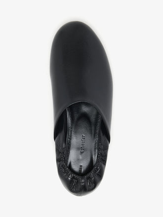 Proenza Schouler Aerial image of Ruched Tee Slippers In Slick Calf in Black