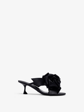 Proenza Schouler Front image of Tee Souvenir Sandals in Satin in Black