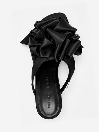 Proenza Schouler Aerial image of Tee Souvenir Sandals in Satin in Black