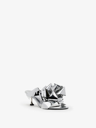 Proenza Schouler 3/4 Front image of Tee Souvenir Sandals in Mirror Foil in Silver