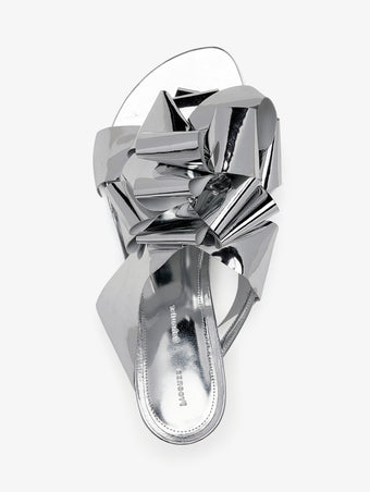 Proenza Schouler Aerial image of Tee Souvenir Sandals in Mirror Foil in Silver