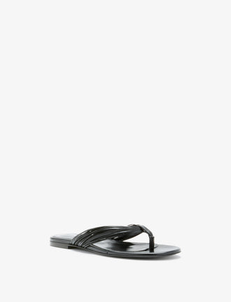 3/4 Front image of Cable Thong Sandals in Black