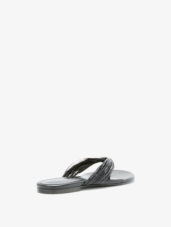 3/4 Back image of Cable Thong Sandals in Black