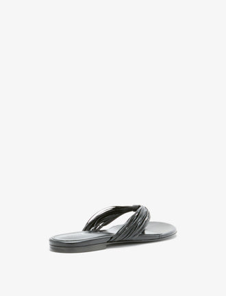 3/4 Back image of Cable Thong Sandals in Black
