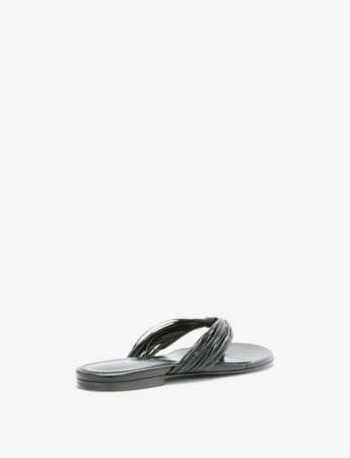 3/4 Back image of Cable Thong Sandals in Black