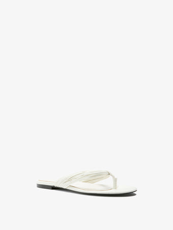 3/4 Front image of Cable Thong Sandals in Ecru