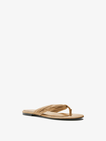 Proenza Schouler front 3/4 image of Cable Thong Sandals in khaki