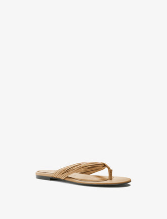 Proenza Schouler front 3/4 image of Cable Thong Sandals in khaki