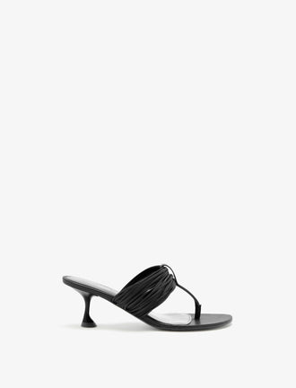 Proenza Schouler side view of Cable T-Strap Sandals in black