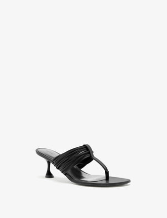 Proenza Schouler front 3/4 view of Cable T-Strap Sandals in black