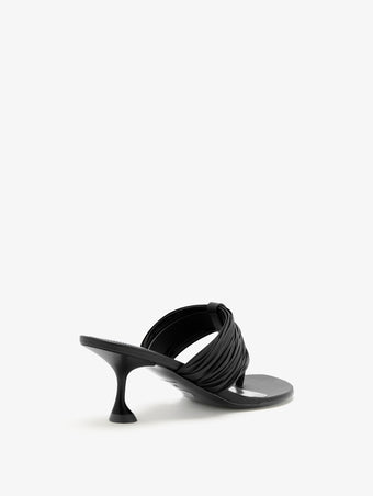 Proenza Schouler back 3/4 view of Cable T-Strap Sandals in black