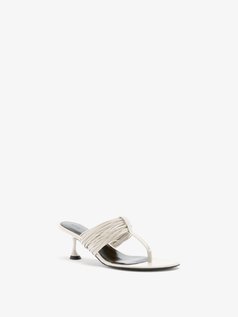 Front 3/4 image of Cable T Strap Sandals in Ecru