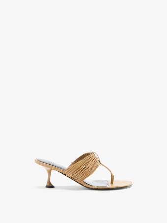 Front image of Cable T Strap Sandals in Khaki