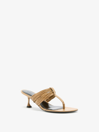 3/4 Front image of Cable T Strap Sandals in Khaki