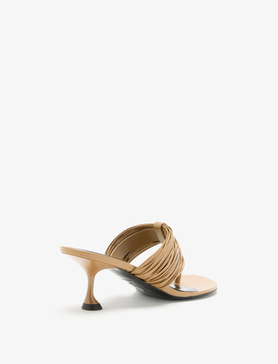 3/4 Back image of Cable T Strap Sandals in Khaki