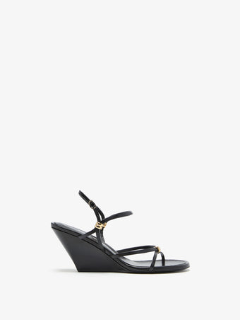 Front image of Coil Wedge Sandals in Black