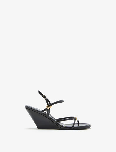 Front image of Coil Wedge Sandals in Black