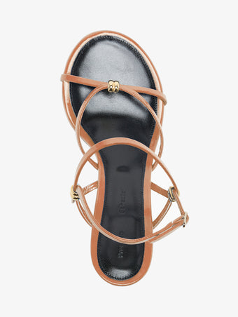 Proenza Schouler aerial image of Coil Wedge Sandals in Slick Nappa in camel