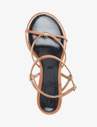 Proenza Schouler aerial image of Coil Wedge Sandals in Slick Nappa in camel