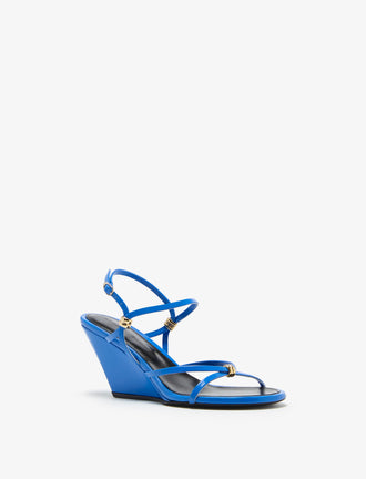 3/4 Front image of Coil Wedge Sandals in Azure Blue