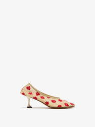 Proenza Schouler Side image of Tee Embroidered Pumps in Stretch Mesh in nude/red