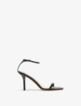 Front image of Slash Ankle Strap Sandals in Black