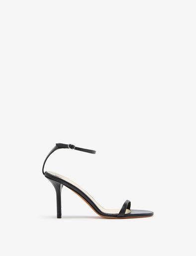 Front image of Slash Ankle Strap Sandals in Black