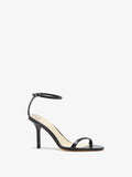 3/4 Front image of Slash Ankle Strap Sandals in Black
