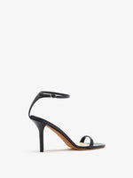 3/4 Back image of Slash Ankle Strap Sandals in Black