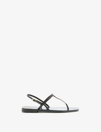 Front image of Monogram T Strap Sandals in Black