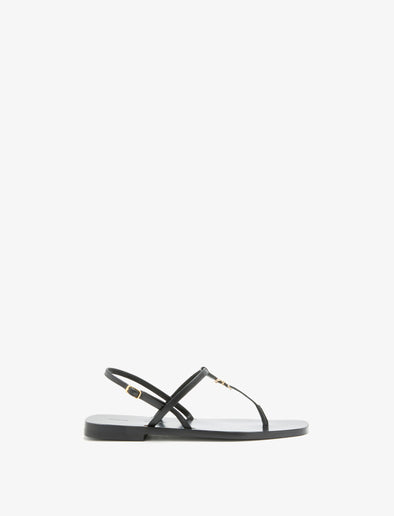 Front image of Monogram T Strap Sandals in Black