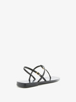 3/4 Back image of Monogram T Strap Sandals in Black