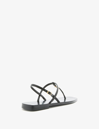 3/4 Back image of Monogram T Strap Sandals in Black