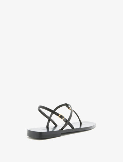 3/4 Back image of Monogram T Strap Sandals in Black