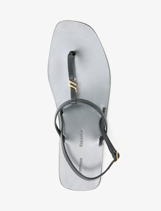 Aerial image of Monogram T Strap Sandals in Black