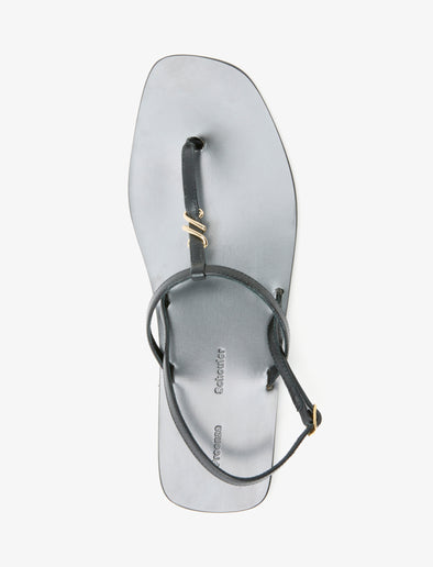 Aerial image of Monogram T Strap Sandals in Black