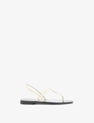 Front image of Monogram T Strap Sandals in Ecru