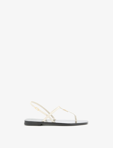 Front image of Monogram T Strap Sandals in Ecru