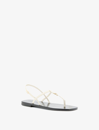 3/4 Front image of Monogram T Strap Sandals in Ecru