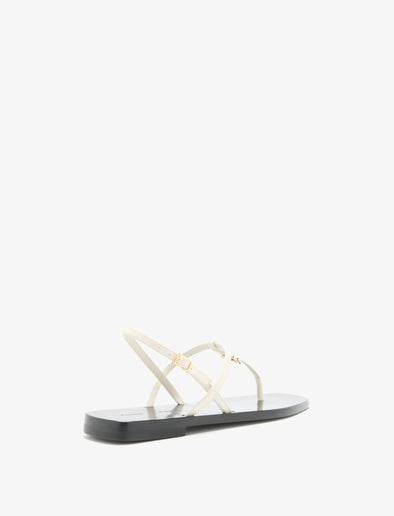 3/4 Back image of Monogram T Strap Sandals in Ecru