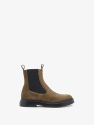 Proenza Schouler Front image of Bank Chelsea Boots in Suede in bark
