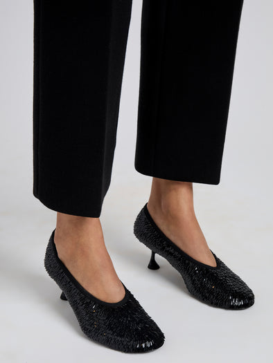 Proenza Schouler Image of model wearing Tee Sequin Pumps in Black