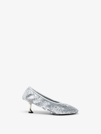 Proenza Schouler Front image of Tee Sequin Pumps in Silver