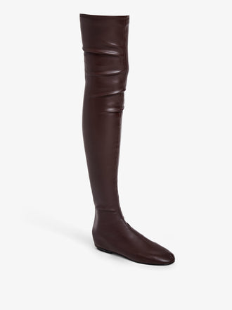 Proenza Schouler 3/4 Front image of Tee Stretch Over The Knee Boots in Mahogany