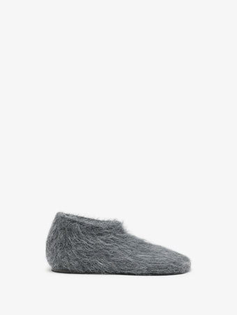 Proenza Schouler Front image of Glove Knit Slippers in Mohair Knit in Charcoal