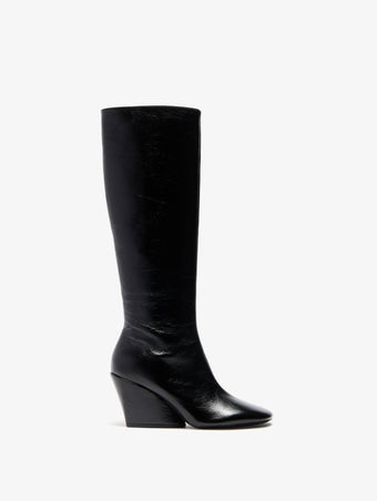 Proenza Schouler Front image of Slant Boots in Slick Calf in Black