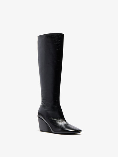 Proenza Schouler 3/4 Front image of Slant Boots in Slick Calf in Black